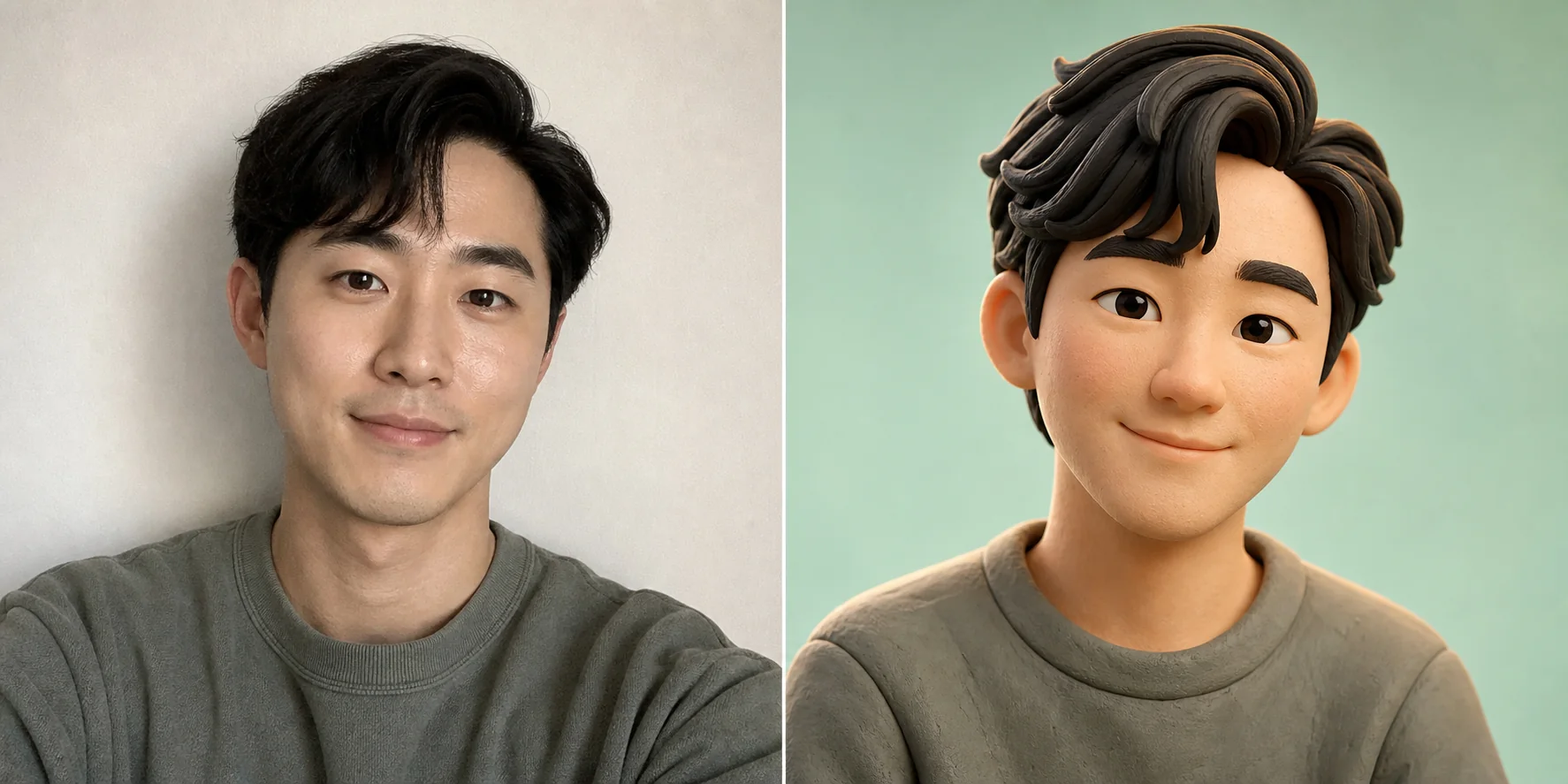 Before and after example for 3D clay avatar