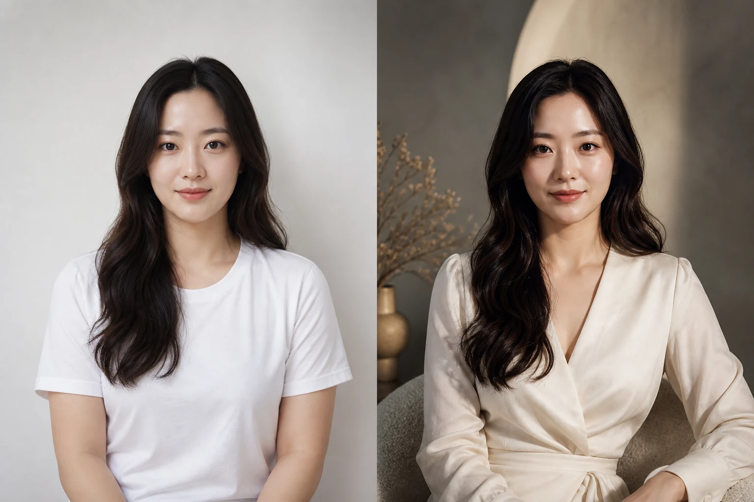 Before and after example for Editorial portrait