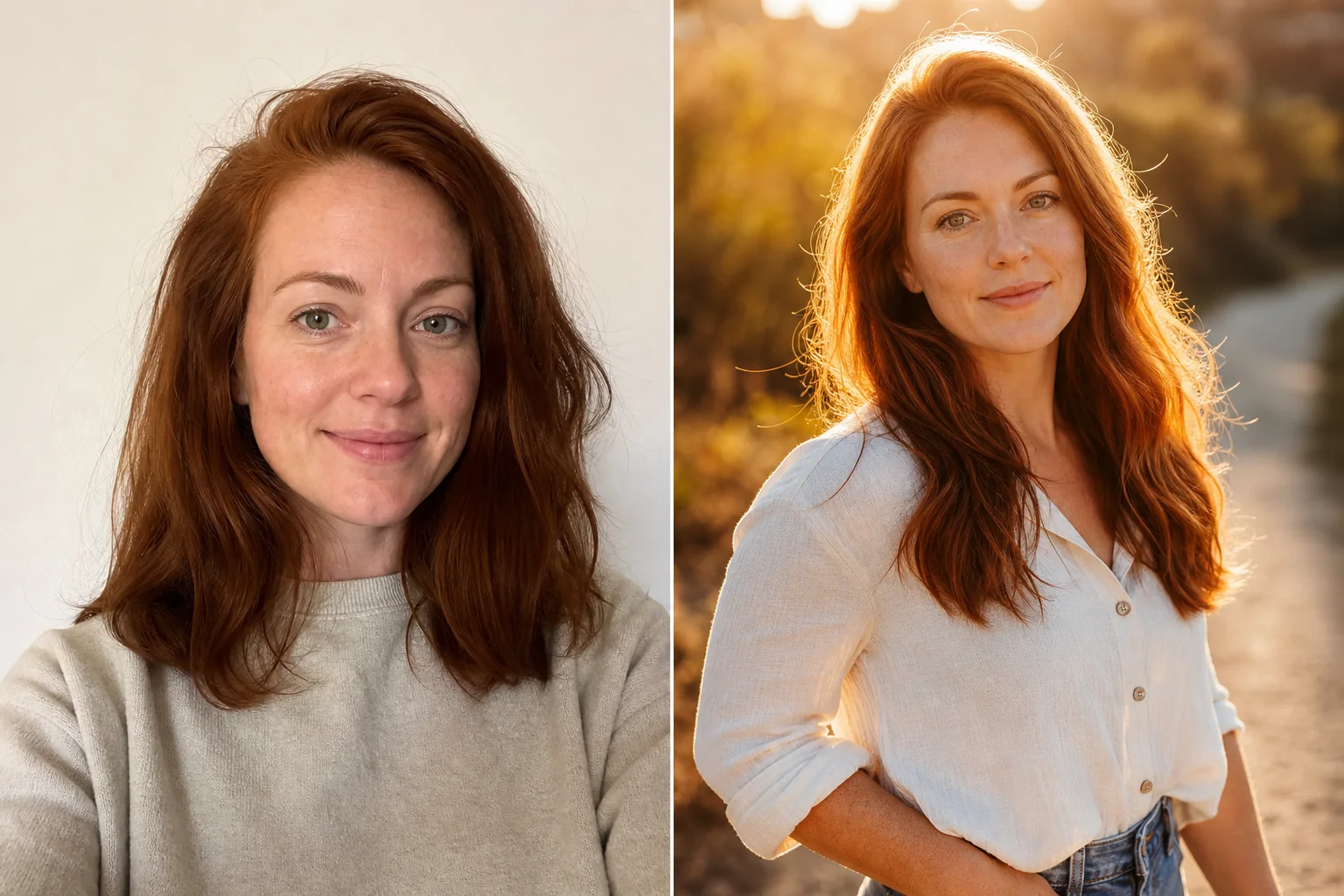 Before and after example for Golden-hour portrait